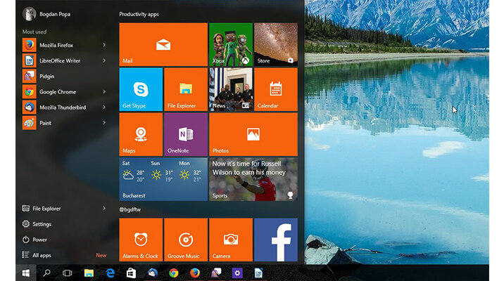 Start Menu là sự kết hợp giữa Start Menu và Live Tiles