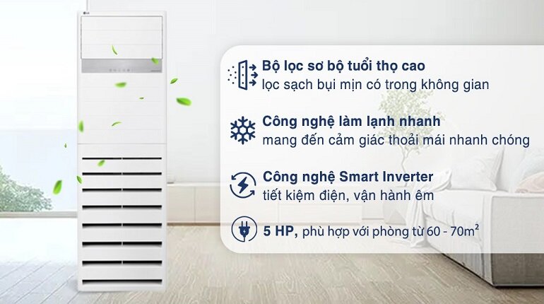 Điều hòa tủ đứng LG Inverter 5 HP ZPNQ48GT3A0