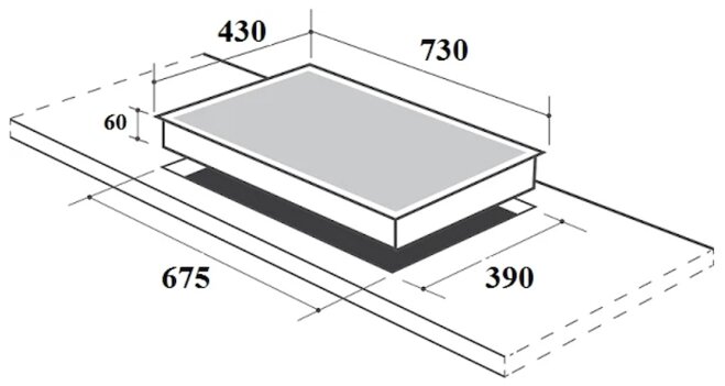 Kích thước lắp đặt bếp từ đôi Canzy CZ-757IH