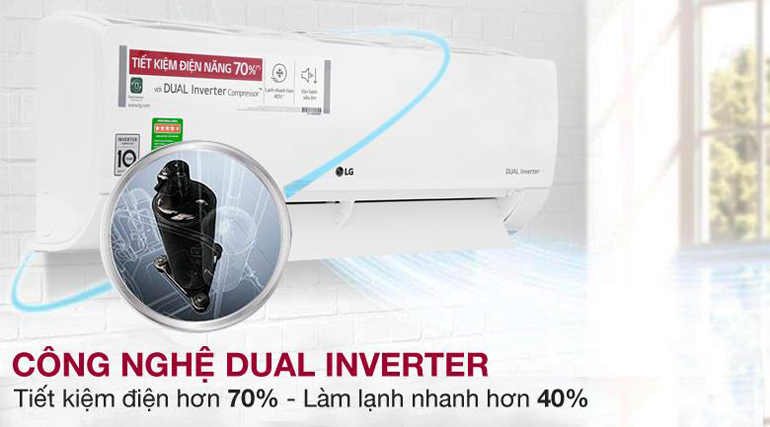 Điều hòa 1 chiều Inverter LG V10ENW 9.200BTU Dual Cool