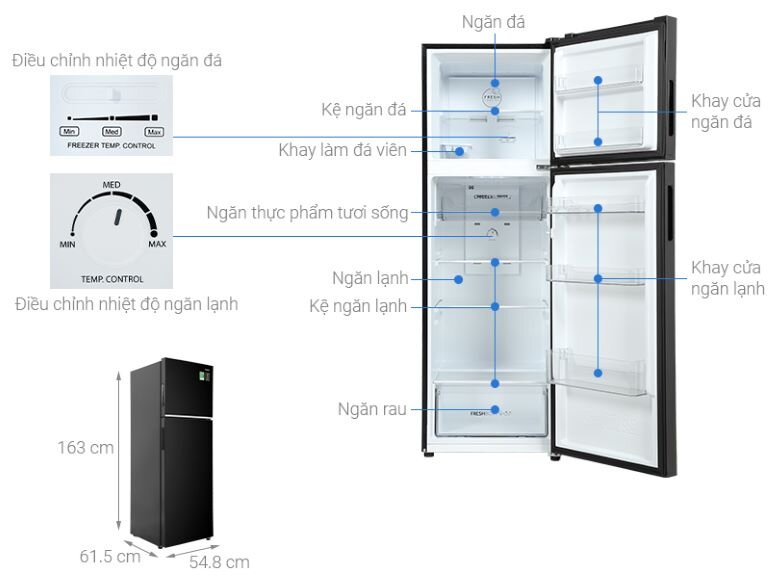 Tủ lạnh Aqua Inverter 283 lít AQR-T299FA(FB) - Giá tham khảo 8.000.000 VNĐ