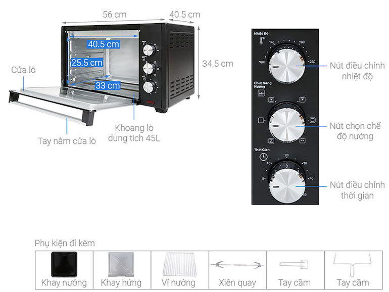 Lò Nướng Bluestone EOB-7567 với nhiệt độ nướng có thể cài đặt từ 0 – 230 độ C dễ dàng điều chỉnh sao cho phù hợp với từ món nướng.