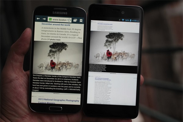 Q-Smart Dream SI đọ màn hình cùng Samsung Galaxy S4 5