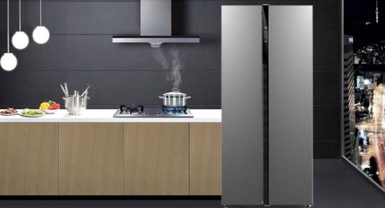 tủ lạnh side by side Midea MRC-690SS 584 lít inverter màu xám bạc