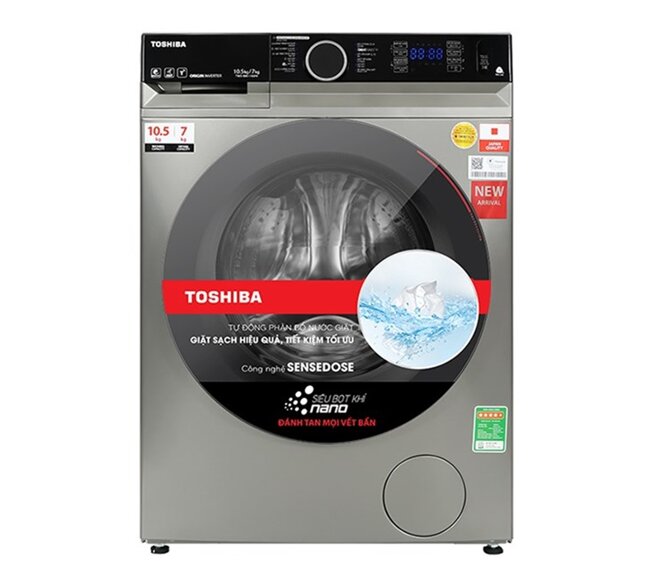 Máy giặt sấy Toshiba 10.5kg TWD-BM115GF4V(SK) giá chỉ 9 triệu đồng mà hội tụ toàn tính năng hiện đại