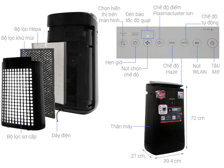 Máy lọc không khí Sharp FP-J80EV-H