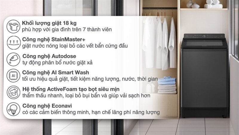 Loạt máy giặt 18kg đáng mua hiện nay cho gia đình trên 7 thành viên
