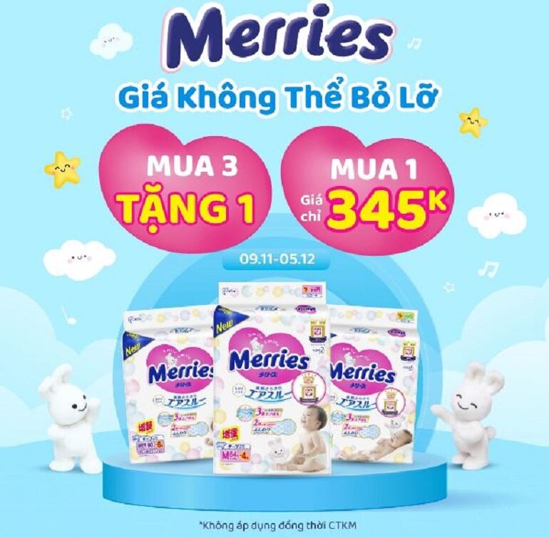 Bỉm Merries khuyến mãi 2022 tưng bừng các mẹ nhanh chân