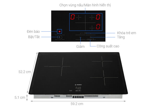 Bosch PUC61KAA5E có kích thước như thế nào?