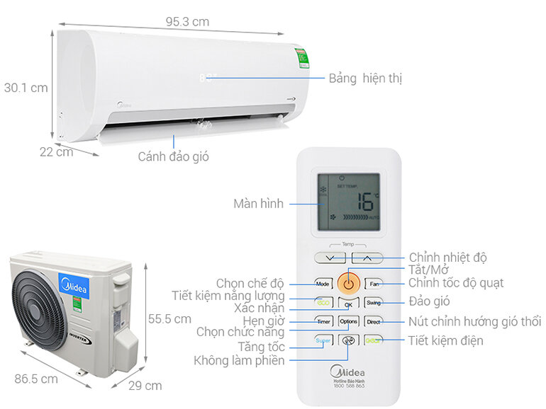 điều hòa midea 1 chiều 18000btu