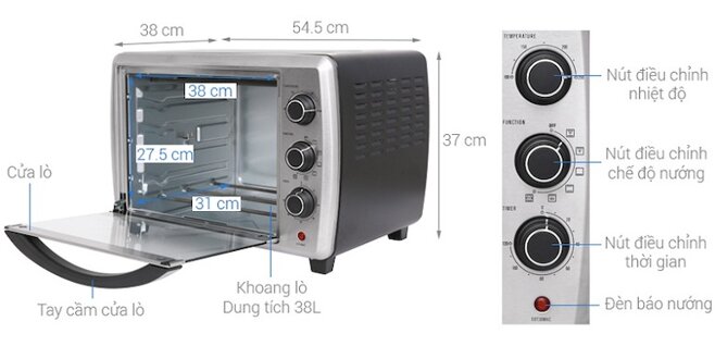 Các tính năng của lò nướng Electrolux eot38mxc