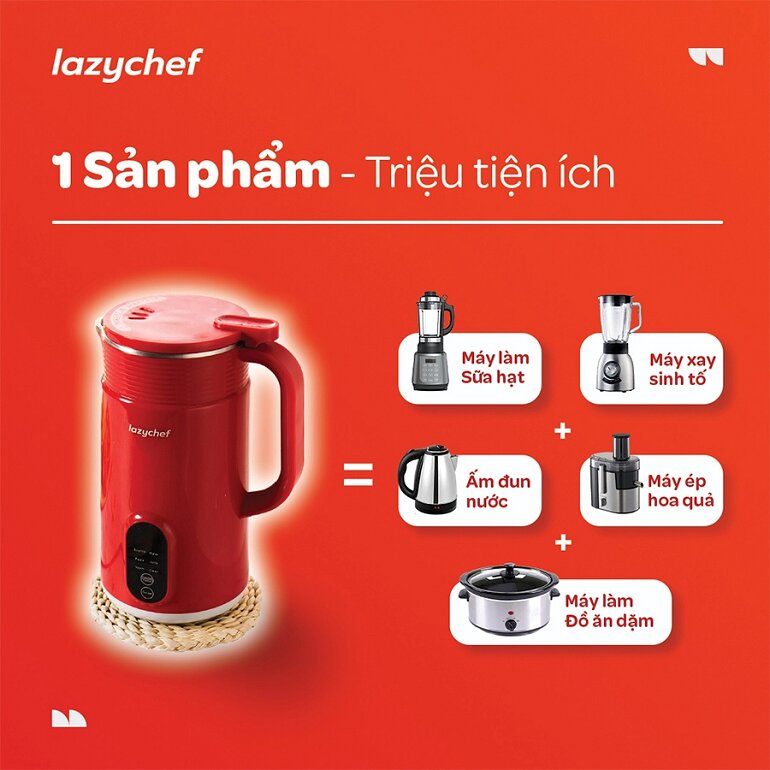 Máy xay nấu đa năng 5 in 1 LazyChef nhiều tiện ích