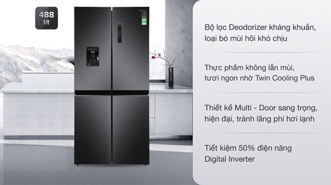 Tủ lạnh Samsung Inverter 4 cánh RF48A4010B4/SV488 lít