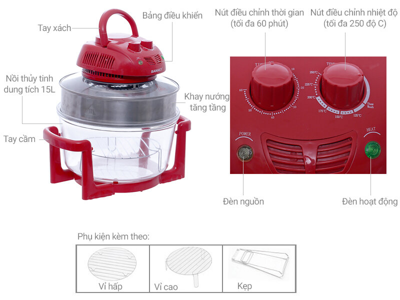 Lò nướng thủy tinh Sanaky sở hữu nhiều ưu điểm nổi bật