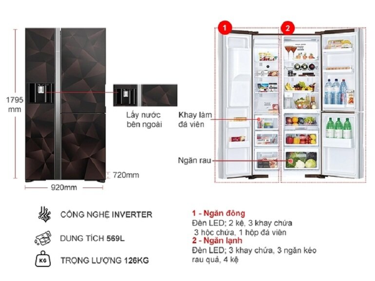 Kích thước tủ lạnh Hitachi FM800XAGGV9X (GBZ)