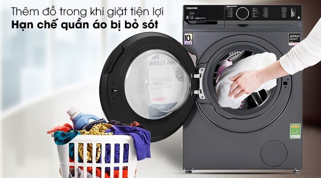 Chức năng thêm đồ giặt vô cùng tiện lợi