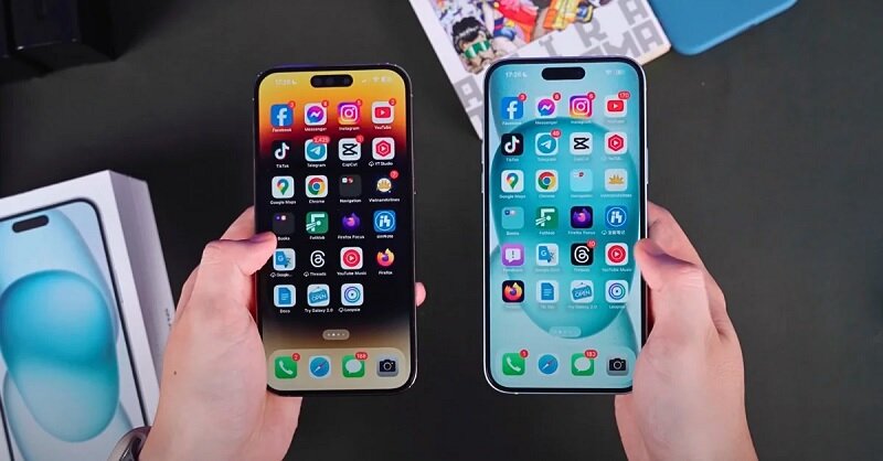 so sánh iphone 15 plus và iphone 14 pro max màn hình