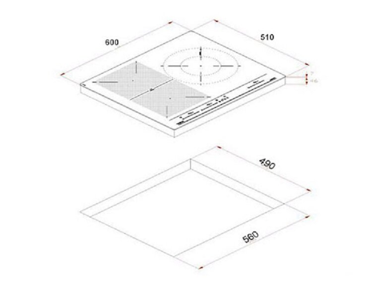 Kích thước của bếp từ âm 3 vùng nấu Teka IBC 63010