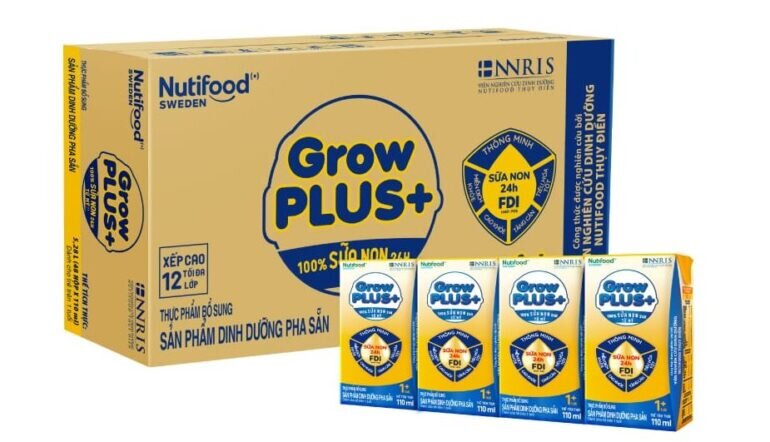 Sữa pha sẵn Nutifood GrowPLUS+ sữa non (vàng)