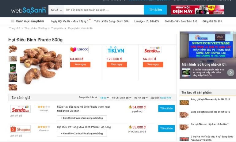 Sử dụng Websosanh.vn để so sánh giá xem món hàng bạn định mua có thực sự sale hay không