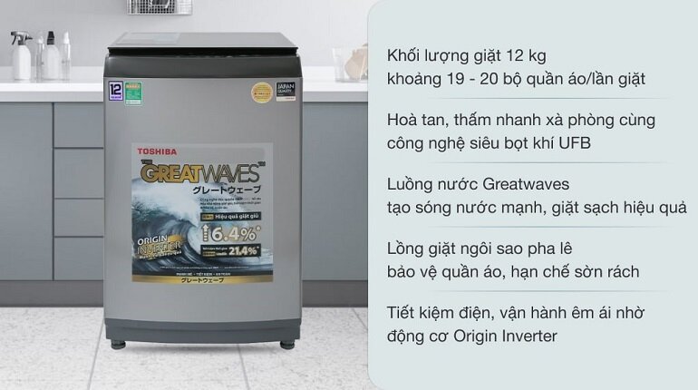 Máy giặt Toshiba Inverter 12 kg AW-DUK1300KV(SG)