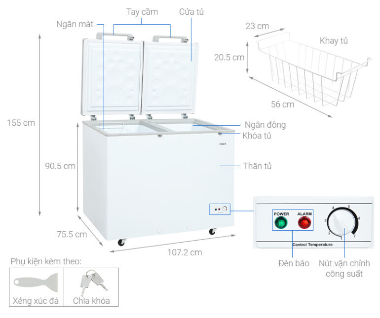 Tủ đông AQUA Inverter 295 lít AQF-C4202E