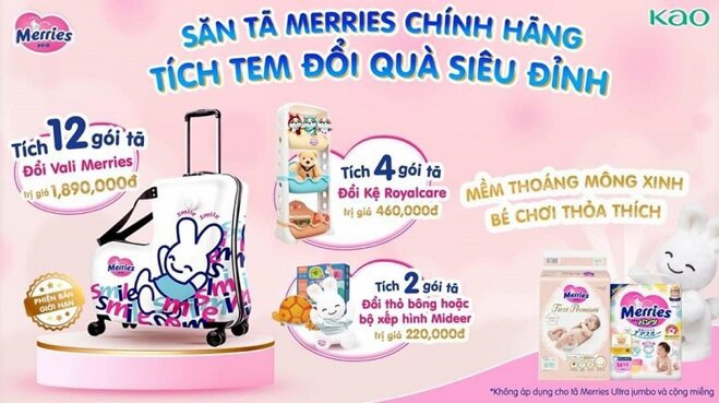 Săn tã Merries chính hãng tích tem đổi quà siêu đỉnh