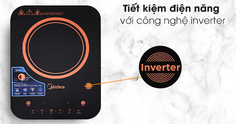 Bếp từ đơn được trang bị công nghệ Inverter giúp tiết kiệm điện hiệu quả.