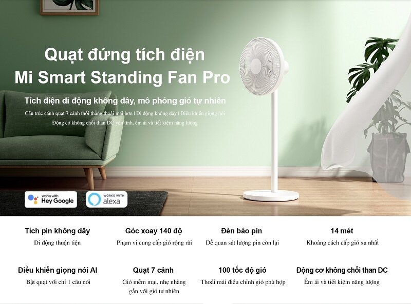 quạt đứng tích điện Xiaomi Smart Standing Fan Pro