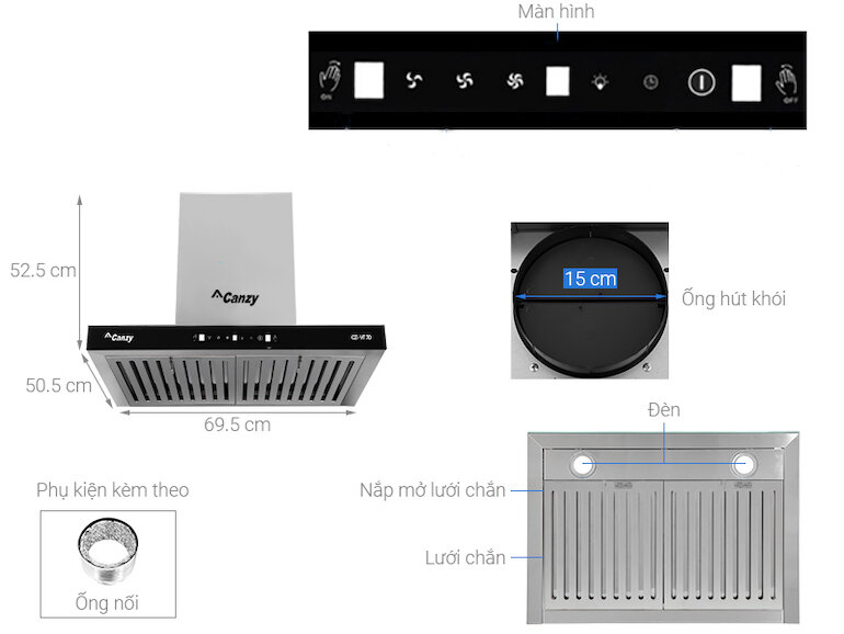 Máy hút mùi áp tường Canzy CZ-VT70