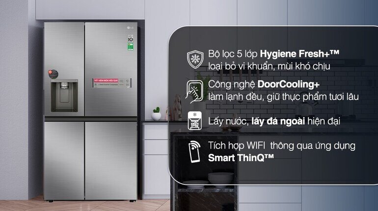 Tủ lạnh LG Side By Side GR-D257JS sử dụng công nghệ làm lạnh từ cửa tủ kết hợp với công nghệ làm lạnh đa chiều.