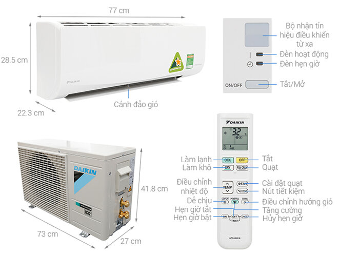 Điều hòa treo tường Daikin 18000BTU thường được dùng nhiều cho phòng 30m2