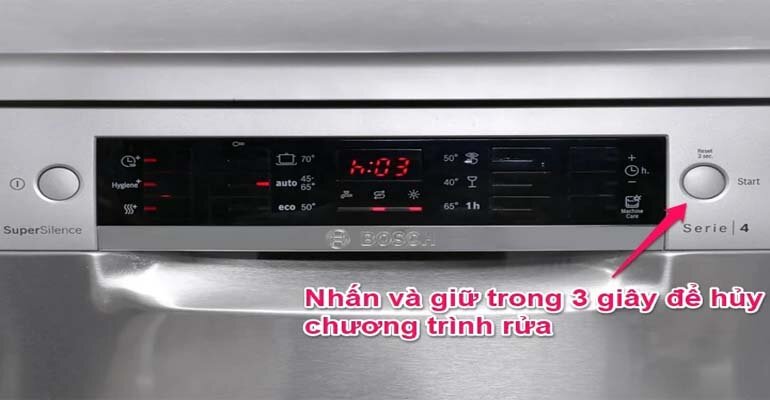 Đèn cảnh báo máy rửa bát Bosch hết nước bóng hiển thị biểu tượng bông tuyết Đèn cảnh báo máy rửa bát Bosch