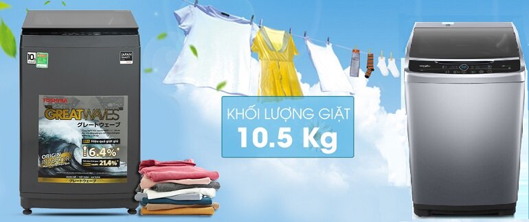 Khối lượng giặt của 2 máy là 10.5 kg