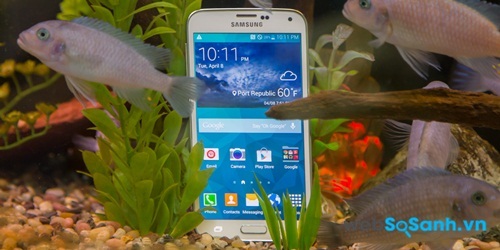 Dù có thiết kế bằng nhựa nhưng Galaxy S5 có khả năng chống nước và bụi