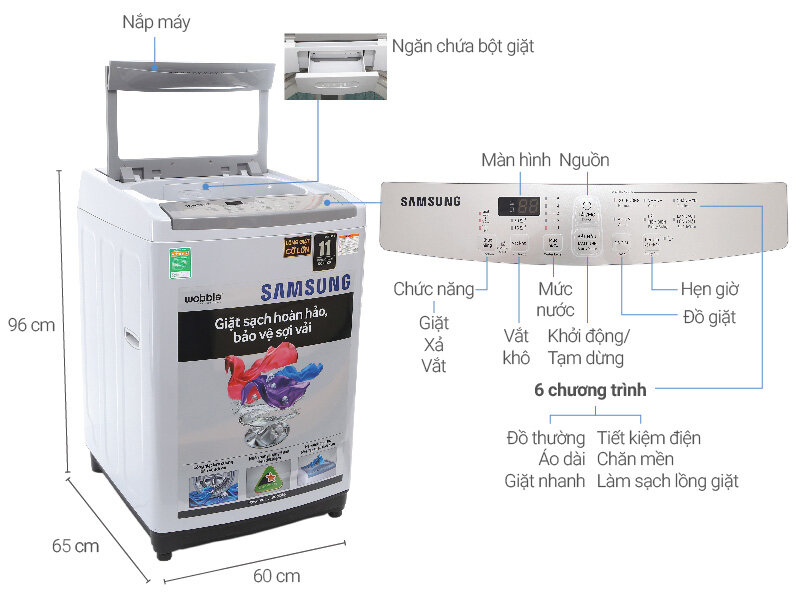 Máy giặt cửa trên Samsung WA85M5120SG/SV 