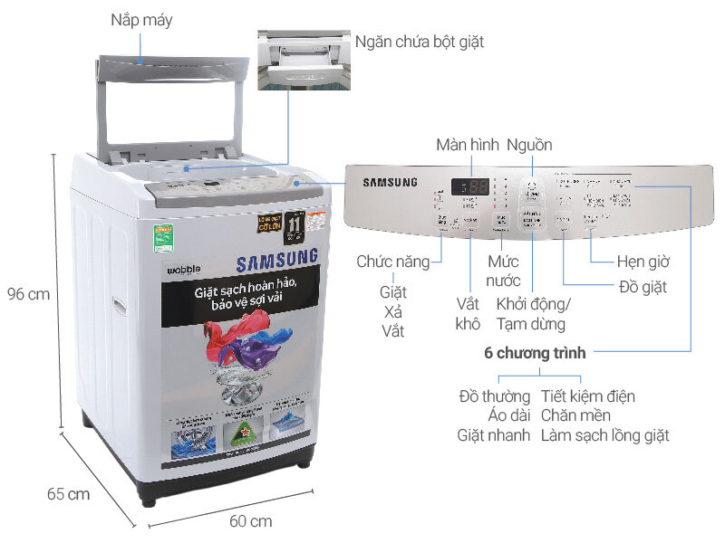 Máy giặt cửa trên Samsung WA85M5120SG/SV