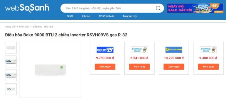 Điều hòa Beko RSVH09VS - Giá tham khảo trung bình khoảng: 9.370.000 vnd