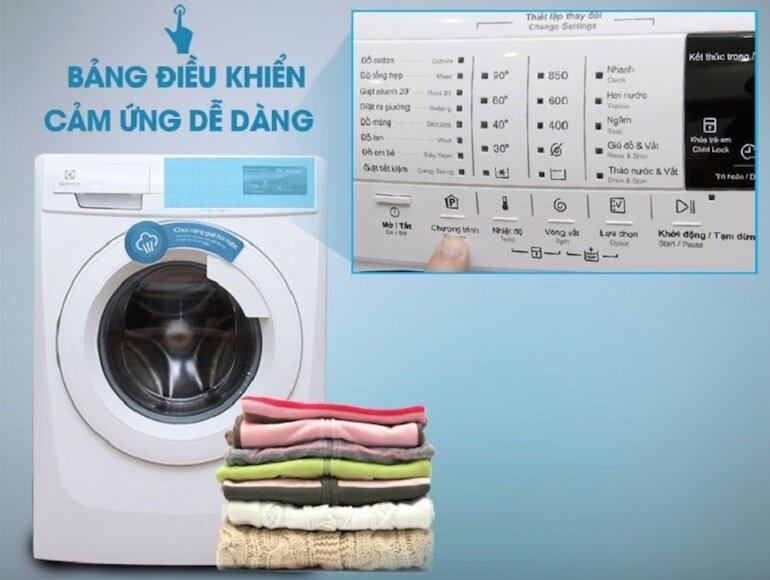 Bảng điều khiển của Electrolux EWF10744 được thiết kế tối ưu cho sự thuận tiện cho người dùng