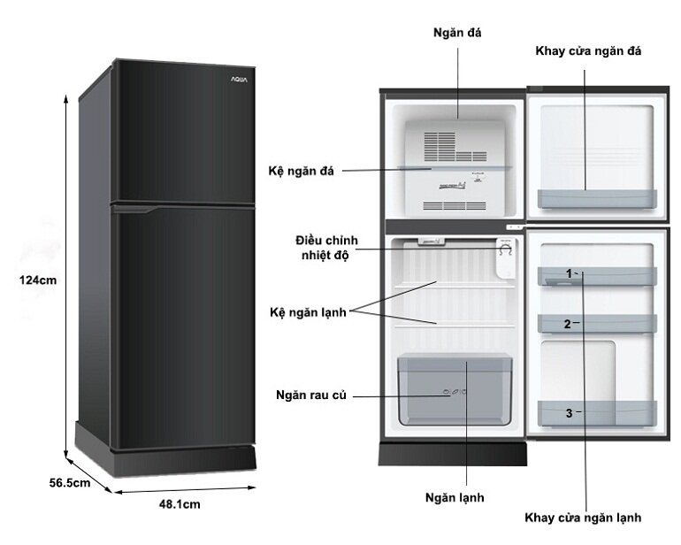 Tủ lạnh AQUA 143L AQR-T150FA(BS)