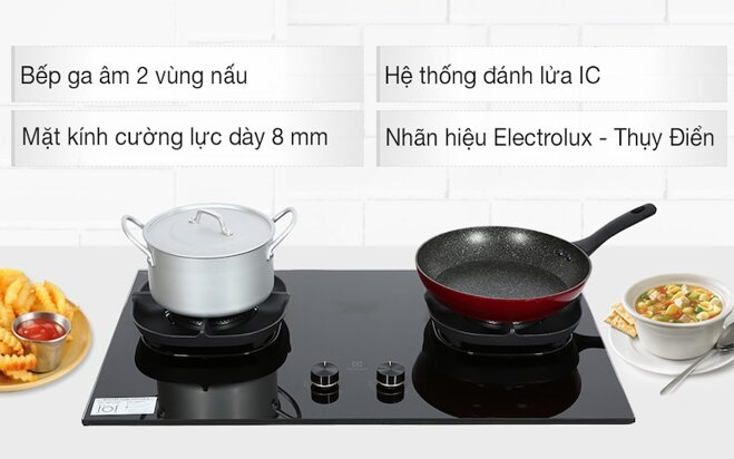 Bếp ga âm Electrolux EHG8250BC trang bị nhiều tính năng, công nghệ nấu hiện đại