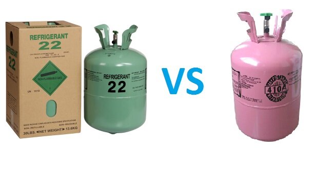 Sự khác biệt đầu tiên giữa gas R22 và R410A chính là thành phần hóa học bên trong