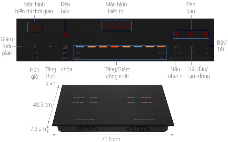 Bếp từ đôi Hawonkoo CEH-222-II