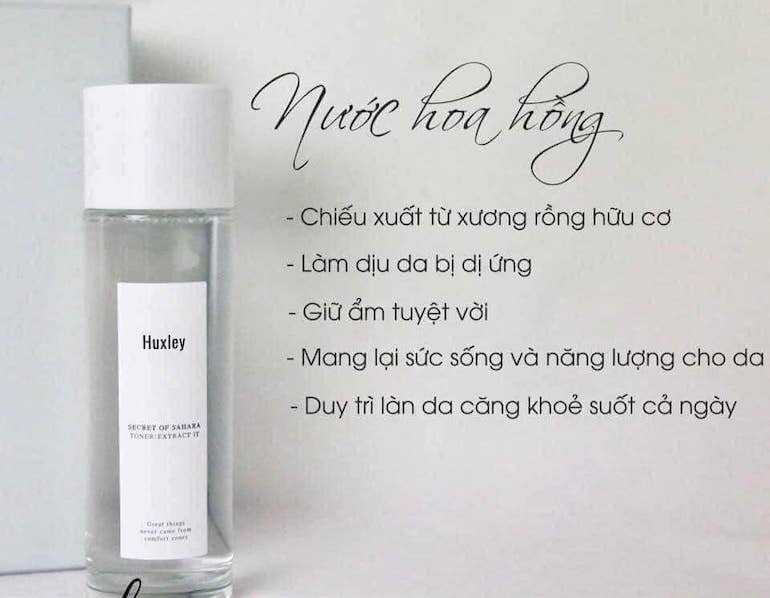 Nước hoa hồng Huxley có thành phần thuần tự nhiên, không chứa các chất hóa học