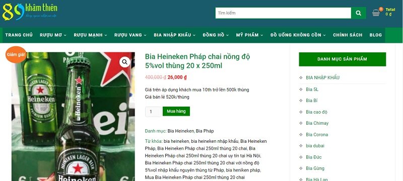 Bia Heineken nhập khẩu Pháp: Giá bán, hương vị và nơi mua uy tín!