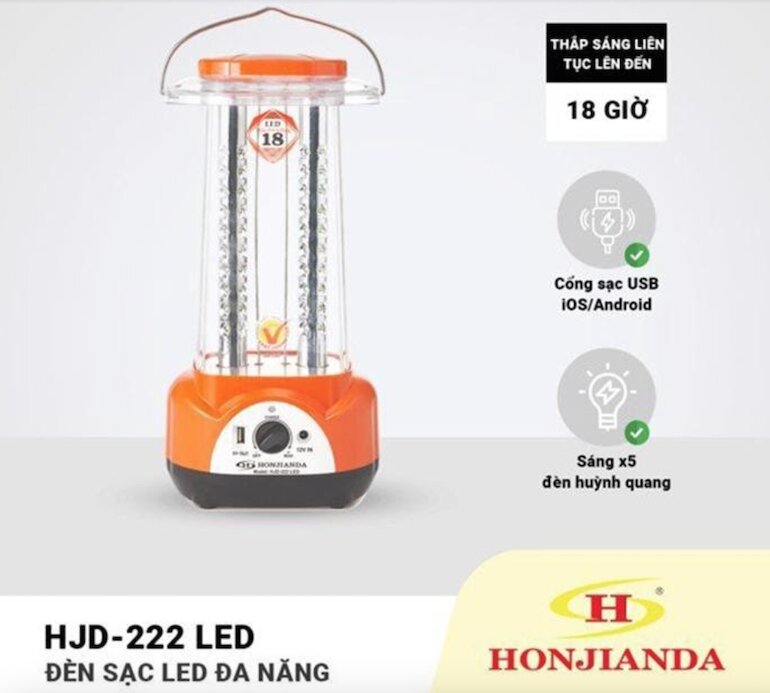 Đèn sạc chiếu sáng HONJIANDA HJD - 222 Led