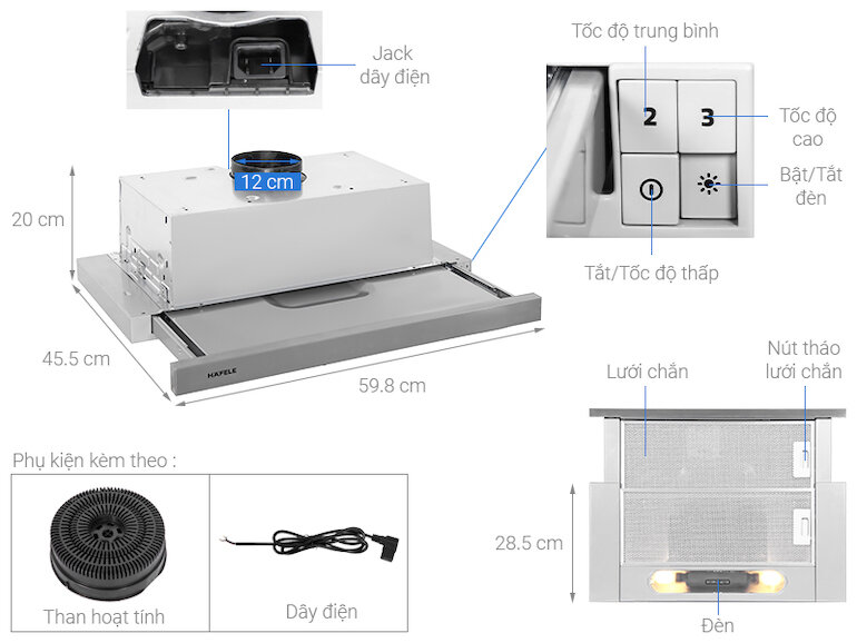 Máy hút mùi âm tủ Hafele HH-TI60D (539.81.083)