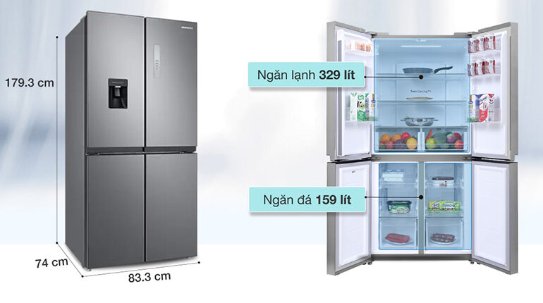 Tủ lạnh Samsung Inverter RF48A4010M9/SV có dung tích lưu trữ lớn