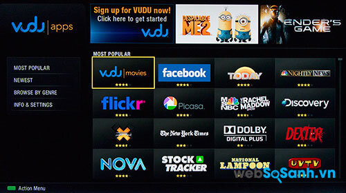 Ứng dụng Vudu thuộc Cloud TV trên chiếc L7300U