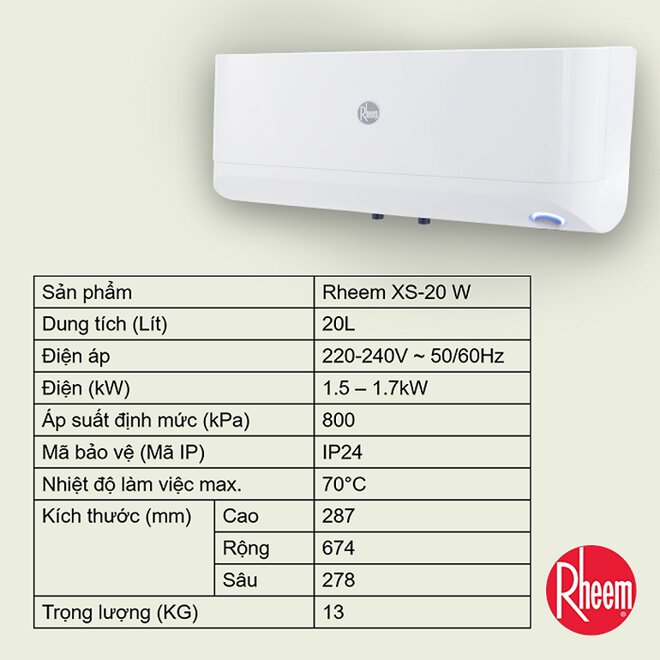 Bình tắm nóng lạnh Rheem 